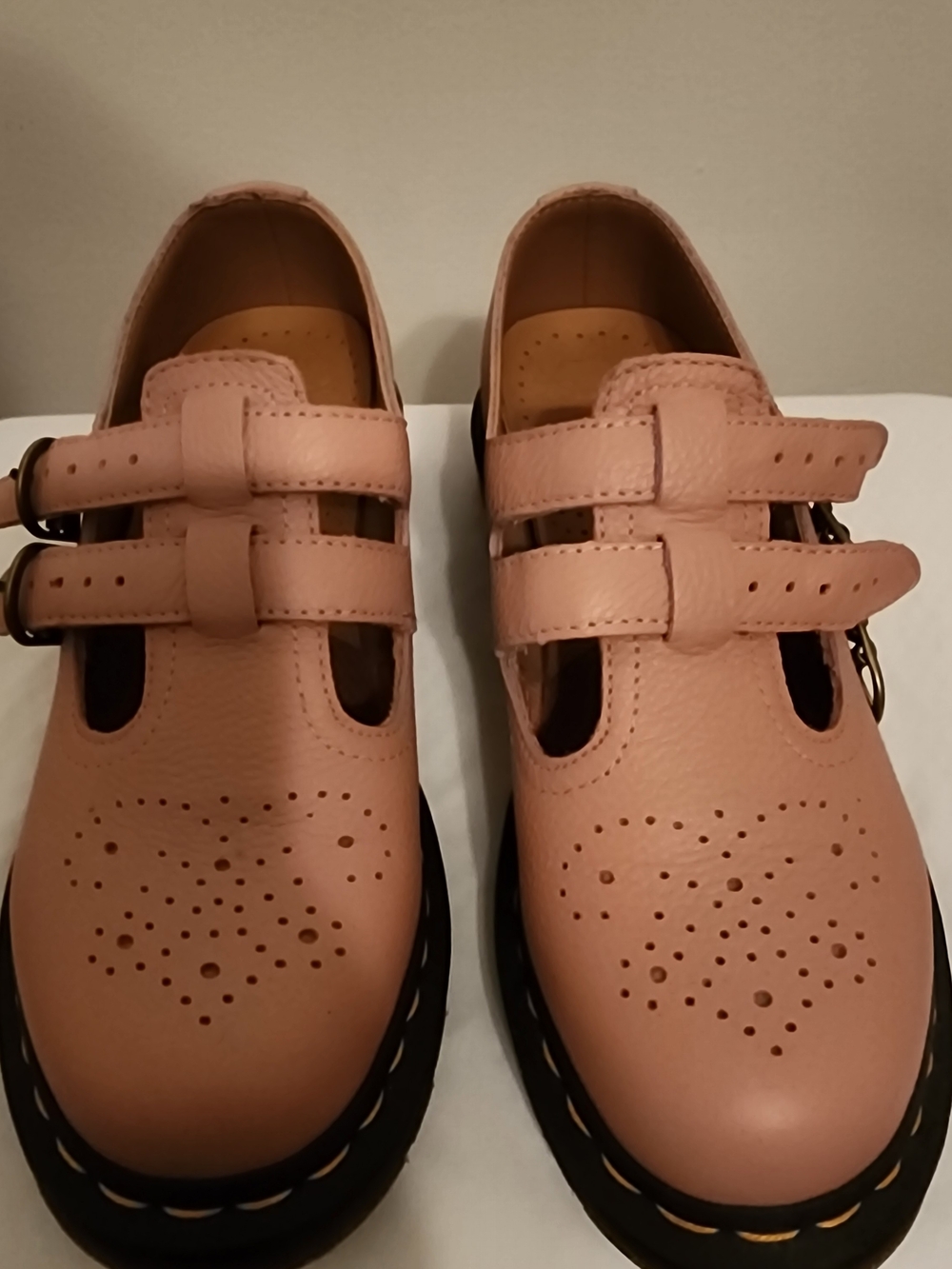 Dr. Martens Pink Leather Buckle Mary Jane Shoes